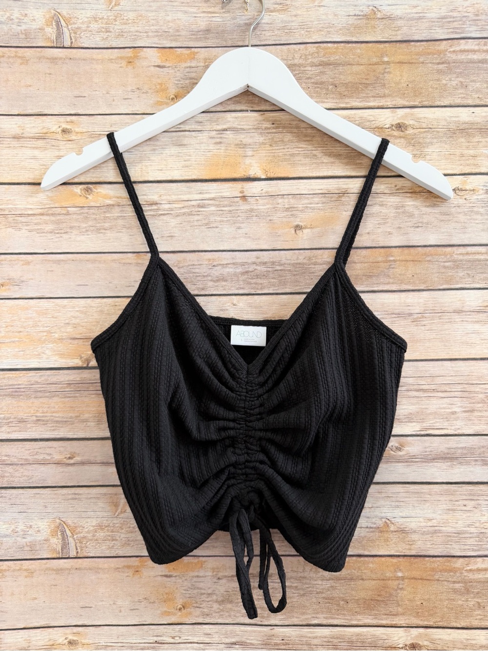 Abound Black Ruched Cropped Cami Tank